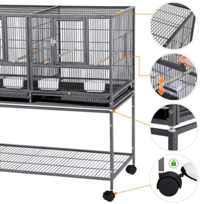 Yaheetech Stackable Wide Bird Cage with Rolling Stand - Image 4