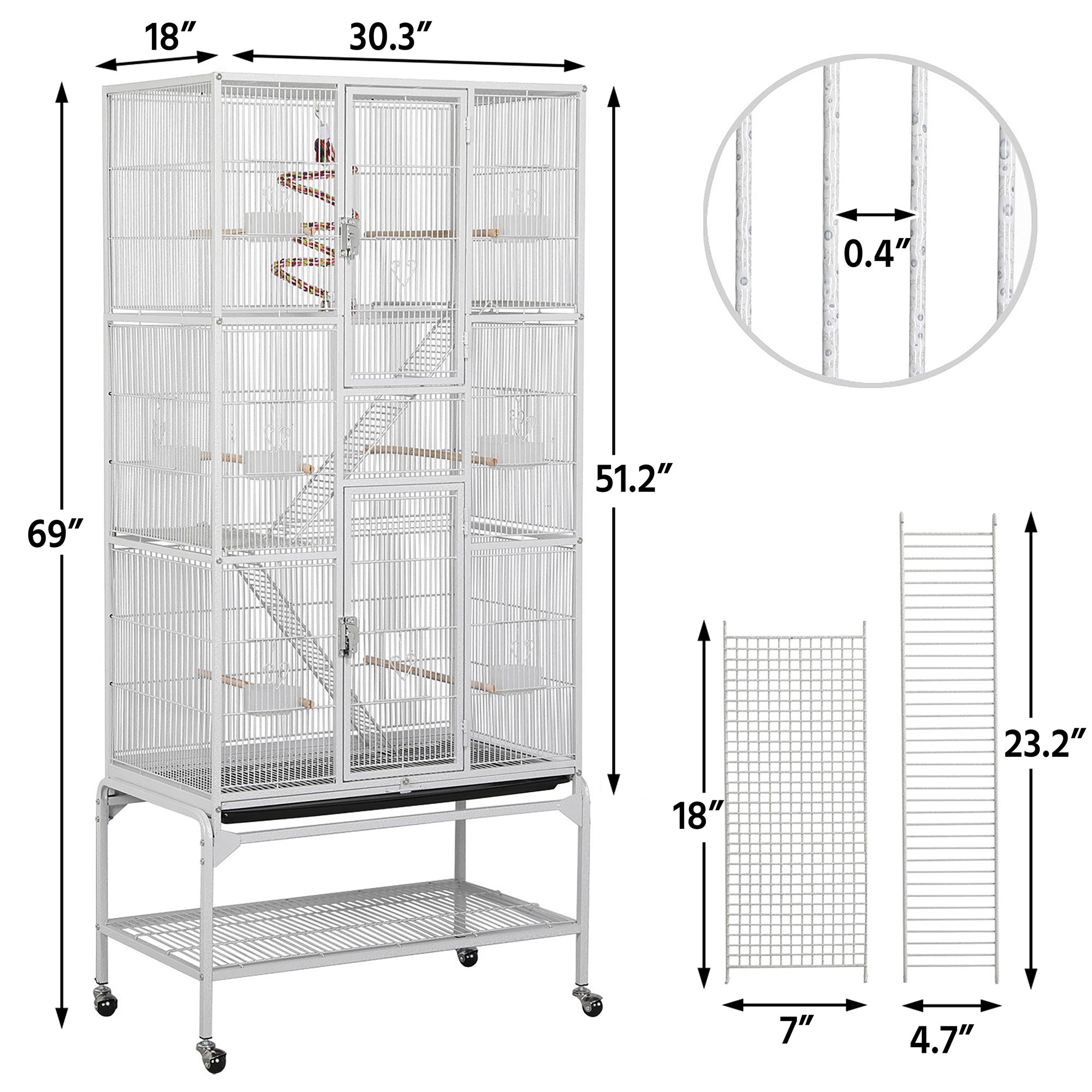 Yaheetech Extra Large Pet Bird Cage with Detachable Stand for Large Birds - thumbnail 3
