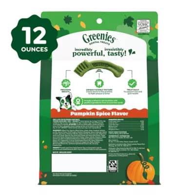 Greenies Adult Natural Dental Dog Treats Regular Size, Pumpkin Spice Flavor, 12 oz. Pack, 12 Count - Image 9