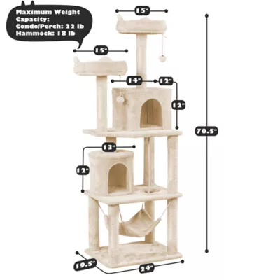 Yaheetech Cat Multi-Level Tree with 2 Condos - 71.5 in - Image 3
