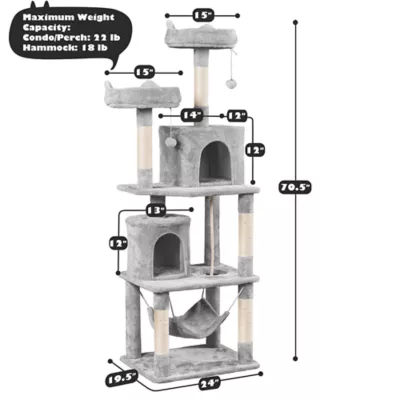 Yaheetech Cat Multi-Level Tree with 2 Condos - 71.5 in - Image 3