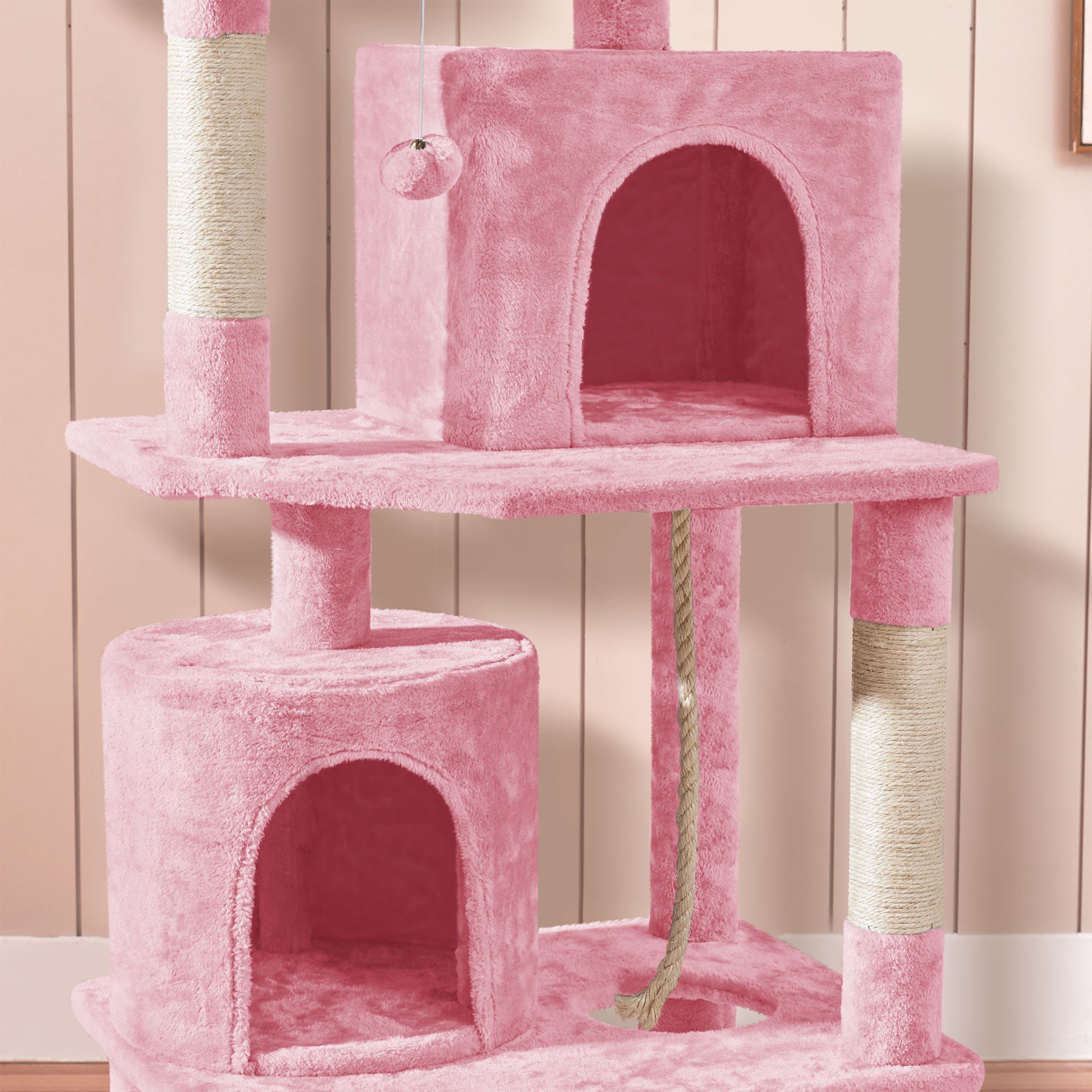 Yaheetech 71.5-in Multi-Level Cat Tree with 2 Condos, 2 Perches, Hammock and Scratching Board - thumbnail 5
