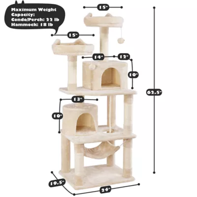 Yaheetech Cat Tree with 2 Condos & 2 Perches - 63 in - Image 3