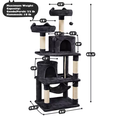 Yaheetech Cat Tree with 2 Condos & 2 Perches - 63 in - Image 3