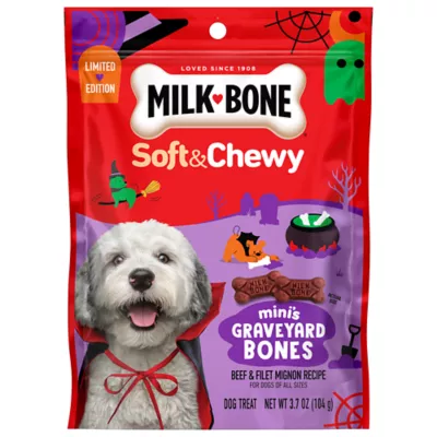 Milk-Bone Soft & Chewy Mini#s Graveyard Bones, Halloween Dog Treats, Beef & Filet Mignon Flavor - Image 1