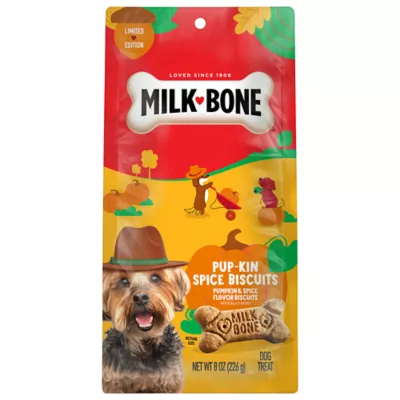 Milk-Bone Pup-kin Spice Biscuits, Pumpkin Spice Artificially Flavored Dog Treats 8 oz - Image 1