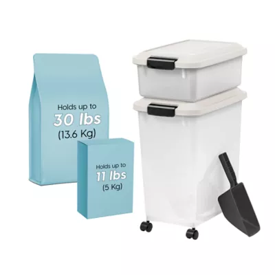 IRIS 41lbs. Airtight Pet Food Container, Dog & Cat Food Storage Bin, Treat Box with Scoop - Image 1