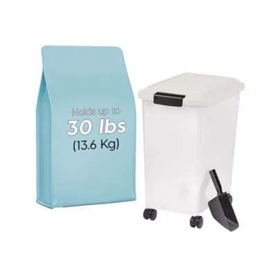 IRIS 30lbs. Airtight Pet Food Container, Dog & Cat Food Storage Bin with Scoop - Image 1