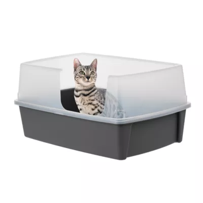 IRIS XXL Open-Top, Side Entry Cat Litter Box with High Sides, Easy to Clean for Big Cats, Gray - Image 2