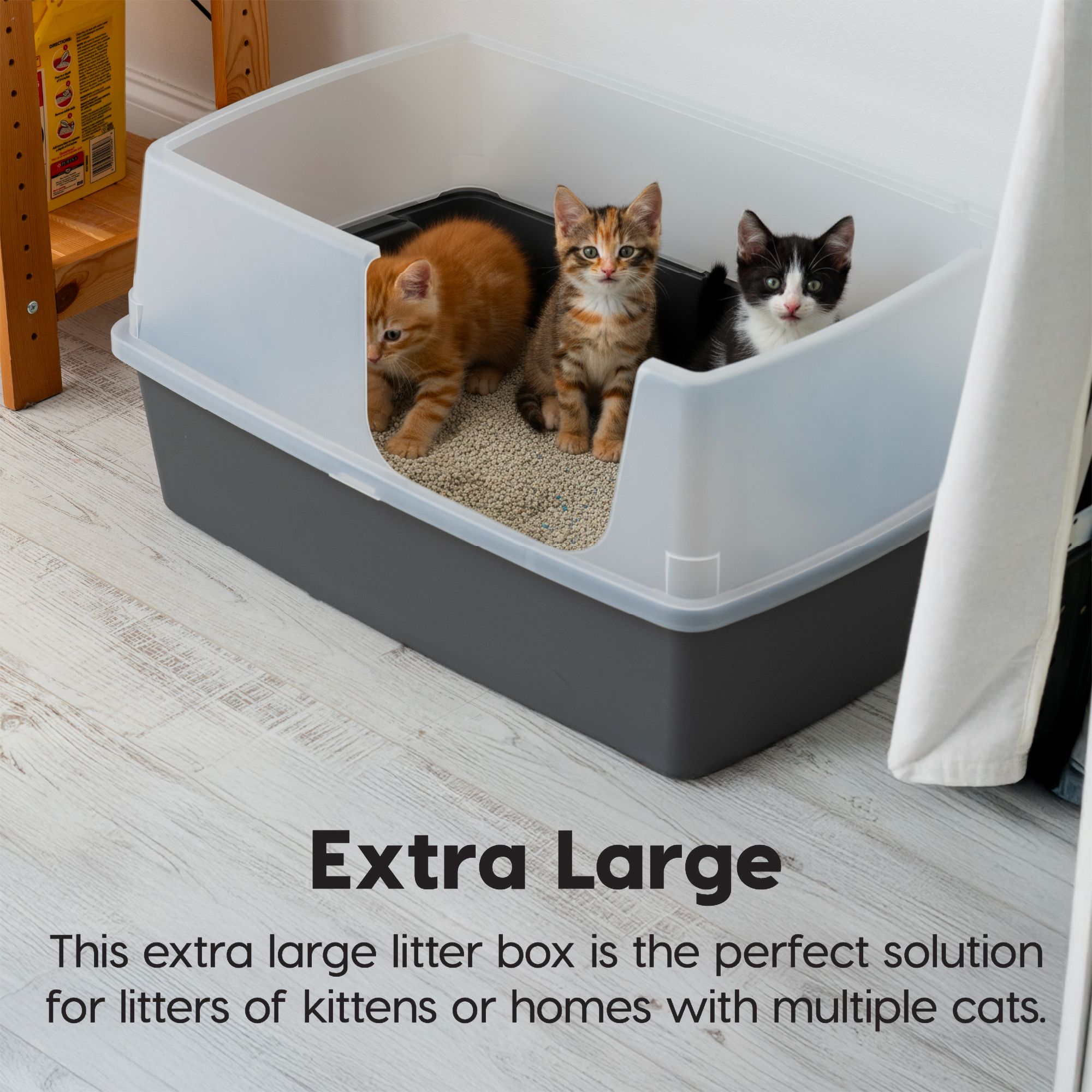 カトラン「アイリス」 IRIS XXL Open-Top, Side Entry Cat Litter Box with High Sides, Easy