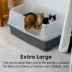 IRIS XXL Open-Top, Side Entry Cat Litter Box with High Sides, Easy to Clean for Big Cats, Gray image thumbnail 3