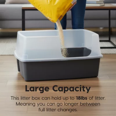 IRIS XXL Open-Top, Side Entry Cat Litter Box with High Sides, Easy to Clean for Big Cats, Gray - Image 4