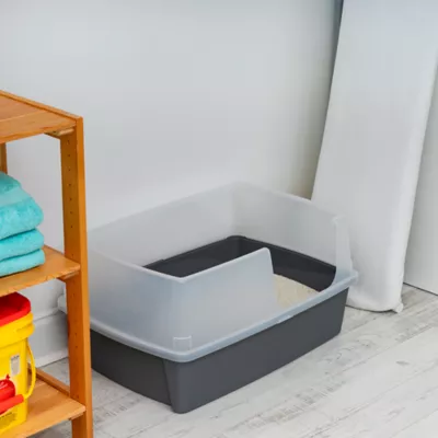 IRIS XXL Open-Top, Side Entry Cat Litter Box with High Sides, Easy to Clean for Big Cats, Gray - Image 10