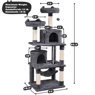 Yaheetech Cat Tree with 2 Condos & 2 Perches - 63 in - Image 3