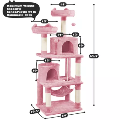 Yaheetech Cat Tree with 2 Condos & 2 Perches - 63 in - Image 3