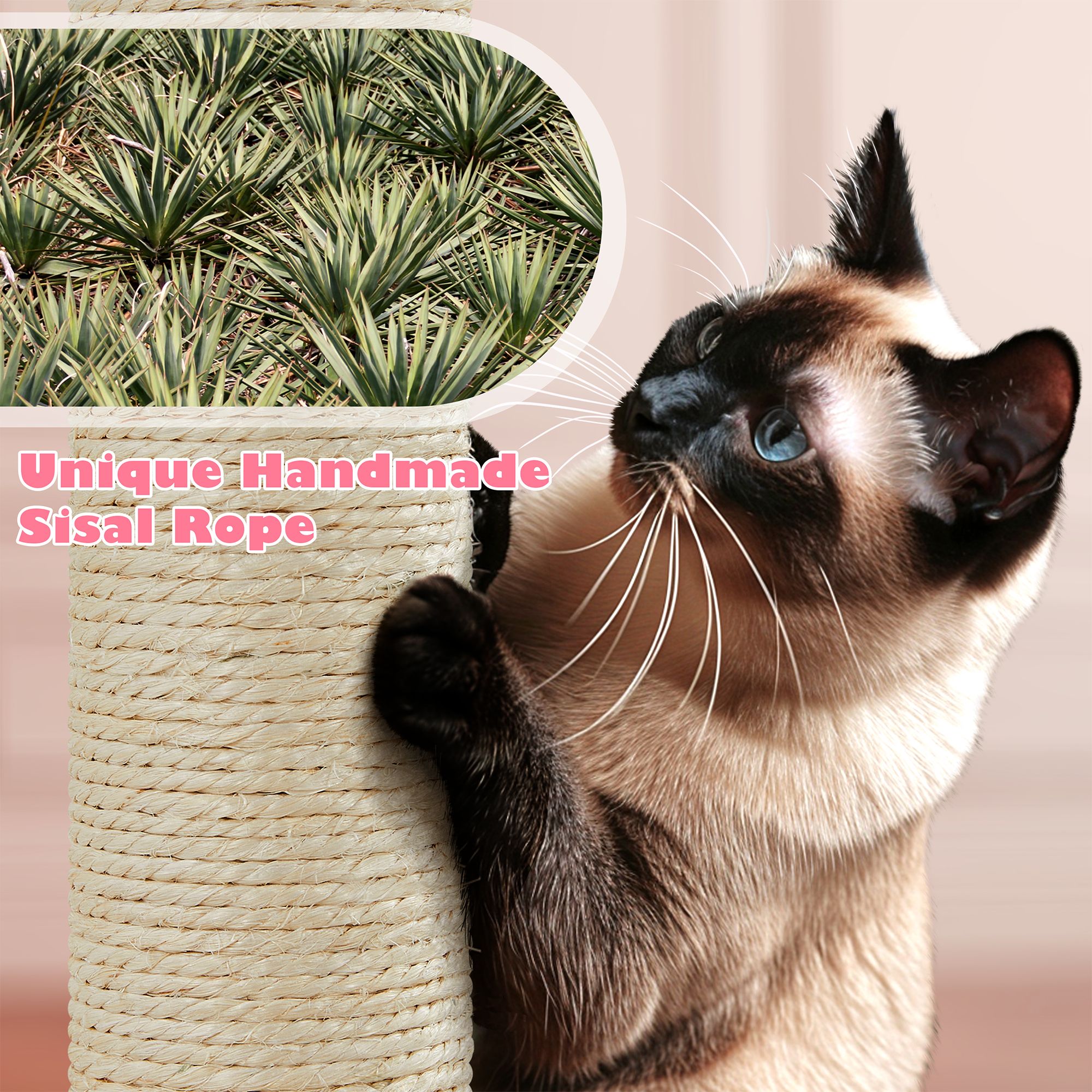 Yaheetech 63-in Multi-Level Cat Tree with 2 Condos, 2 Perches, Hammock, and Scratching Posts - thumbnail 5