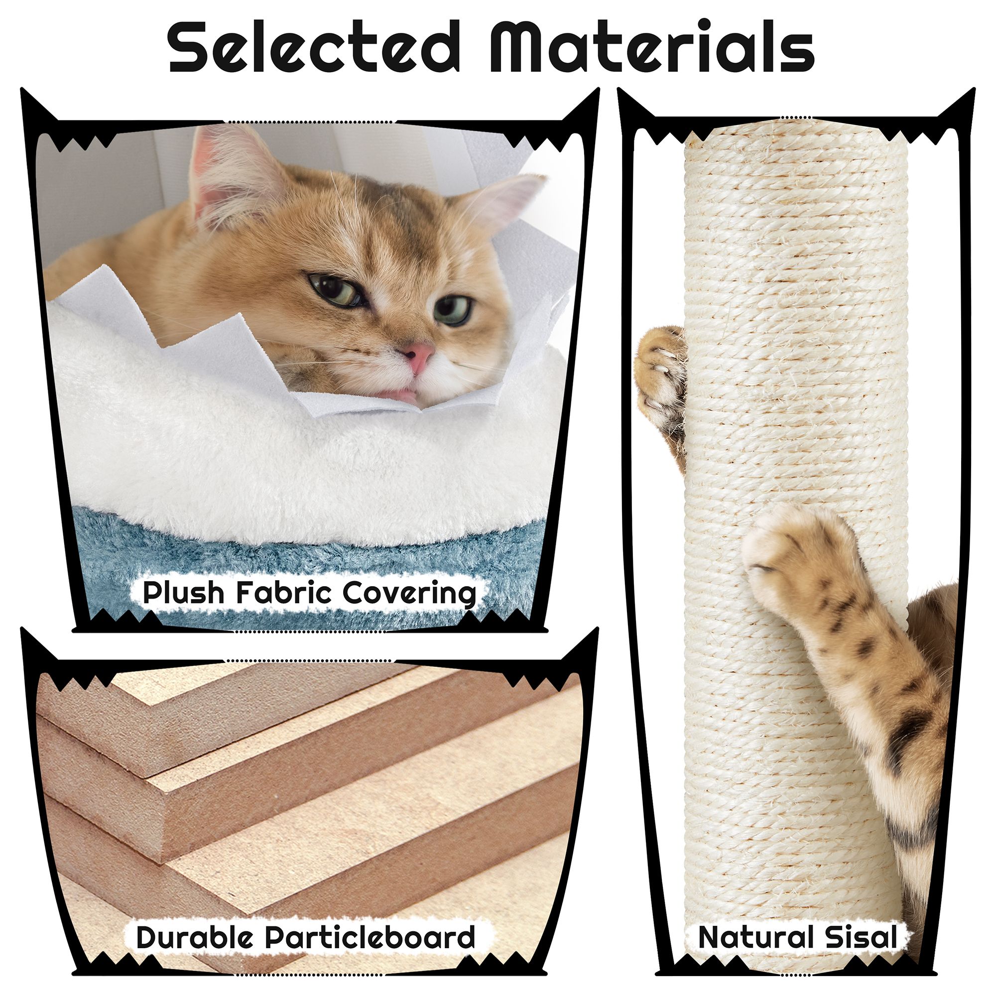 Yaheetech 72.5-in Ocean-Themed Cat Tree with 2 Condos, 2 Perches and Shark Bed - thumbnail 5