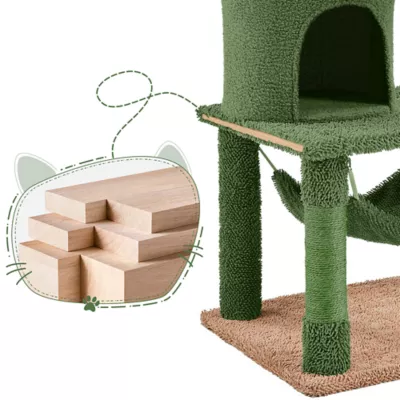 Yaheetech Cat Multilevel Cactus Themed Tree Tower - Green, 62.5 in - Image 5