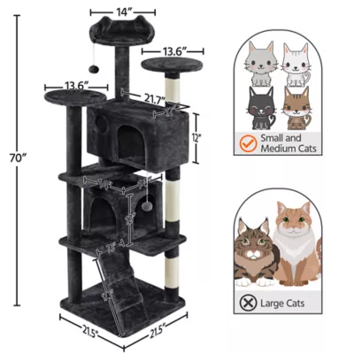 Yaheetech Cat Multilevel Indoor Tree Tower - 70 in - Image 3