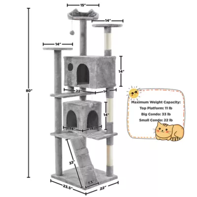 Yaheetech Cat Tree Condo with Stracthing Pads - 80 in - Image 3
