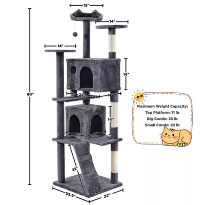 Yaheetech Cat Tree Condo with Stracthing Pads - 80 in - Image 3