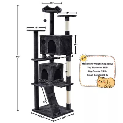 Yaheetech Cat Tree Condo with Stracthing Pads - 80 in - Image 3