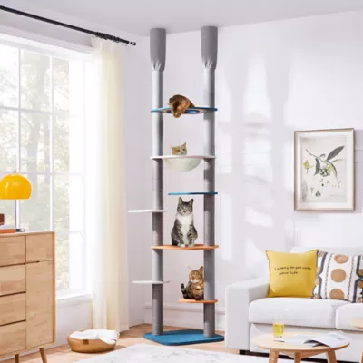 Yaheetech Cat Floor#to#Ceiling Tree - Blue/Orange, 103.5 in - Image 2