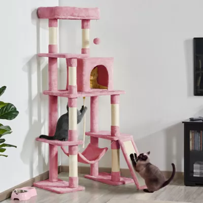 Yaheetech Cat Large Tower with Hammock Scratching Posts - 63 in - Image 2