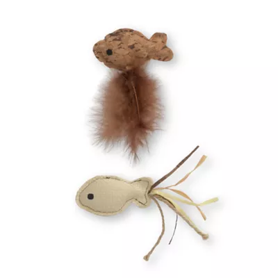 Catit Interactive Cat Toy Fish Twin with Raffia and Feather Tail 2-pack - Image 2