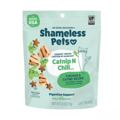 Shameless Pets Catnip N Chill Crunchy Cat Treats - Digestive Support, Chicken & Catnip - Image 1
