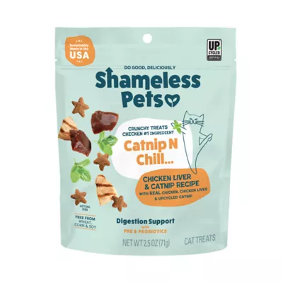 Shameless Pets Catnip N Chill Crunchy Cat Treats - Digestive Support, Chicken Liver & Catnip - Image 1