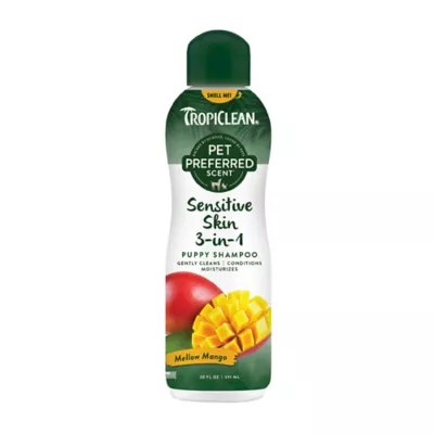 TropiClean Pet Preferred Dog & Cat Sensitive Puppy Shampoo, Mellow Mango, 20-fl oz bottle - Image 1