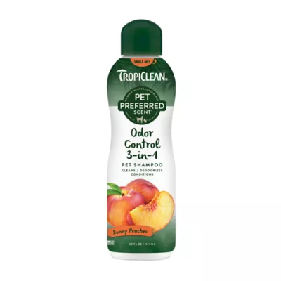 TropiClean Pet Preferred Dog & Cat Odor Control Shampoo, Sunny Peach, 20-fl oz bottle - Image 1