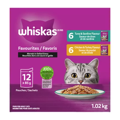 Whiskas Favourites Adult Wet Cat Food Tuna, Sardine, Chicken & Turkey - Image 1