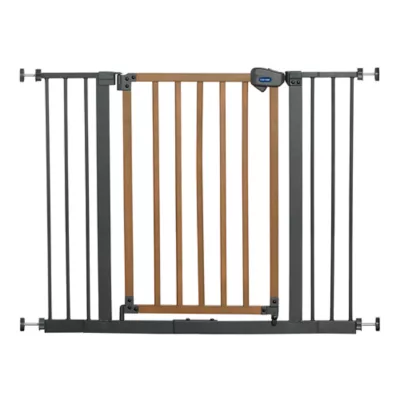 Top Paw® Wood Washed Walk-Through Pet Gate, Pressure Mounted Dog Barrier - Image 1