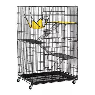 Yaheetech Rolling Small Pet Cage - 4 Tiers 3 Stairs, Brake Casters on Wheels - Image 1