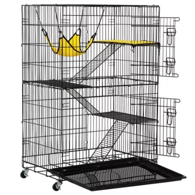 Yaheetech Rolling Small Pet Cage - 4 Tiers 3 Stairs, Brake Casters on Wheels - Image 2