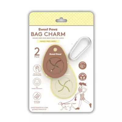 Sweet Paws Bag Charm Duo Holders for Used Dog Waste Bags - Mocha & Cream - Image 1