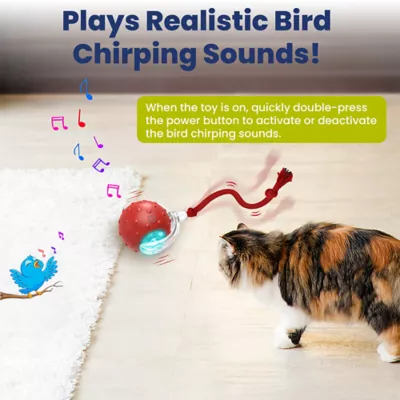 PawsPik Chirp & Chase Motion Activated Cat Ball with LED Lights, Red - Image 4