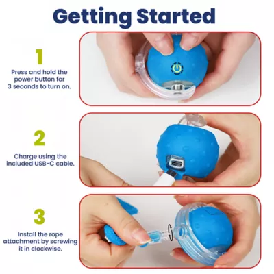 PawsPik Chirp & Chase Motion Activated Cat Ball with LED Lights, Blue - Image 7