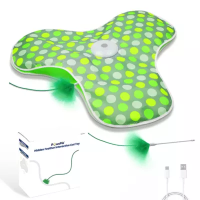 PawsPik Interactive Hide & Seek Concealed Feather Cat Toy - Green - Image 7