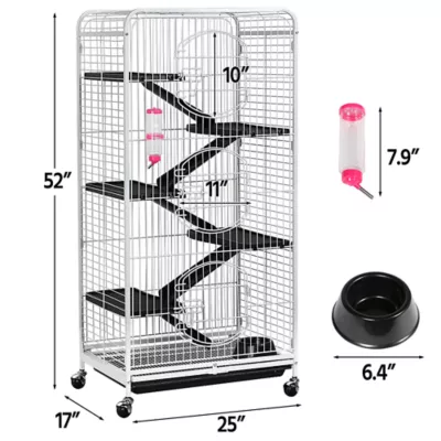 Yaheetech  6 Levels Rolling Large Ferret Cage with Pet Bowl & Water Bottle - Image 3