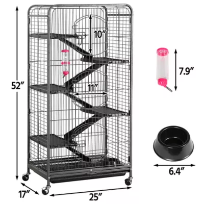 Yaheetech  6 Levels Rolling Large Ferret Cage with Pet Bowl & Water Bottle - Image 3