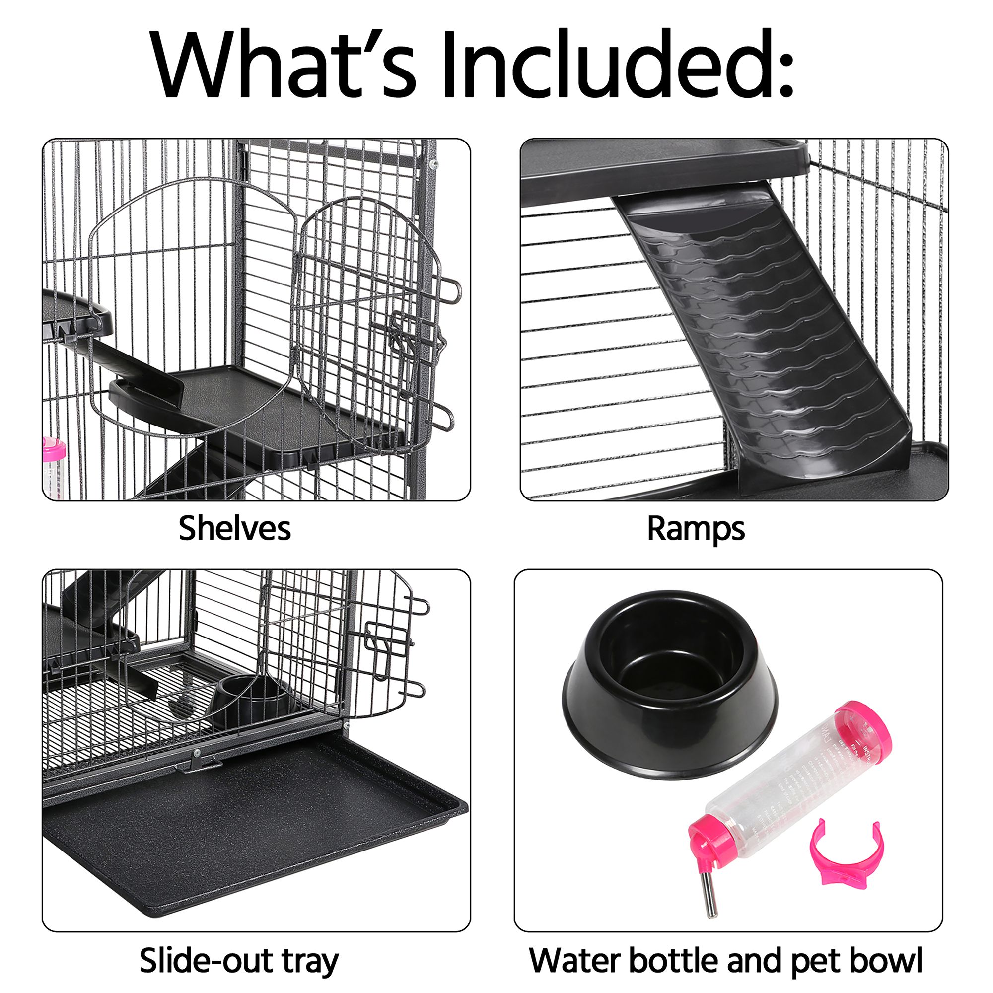Yaheetech 6-Level Rolling Large Ferret Cage with Pet Bowl & Bottle - thumbnail 5