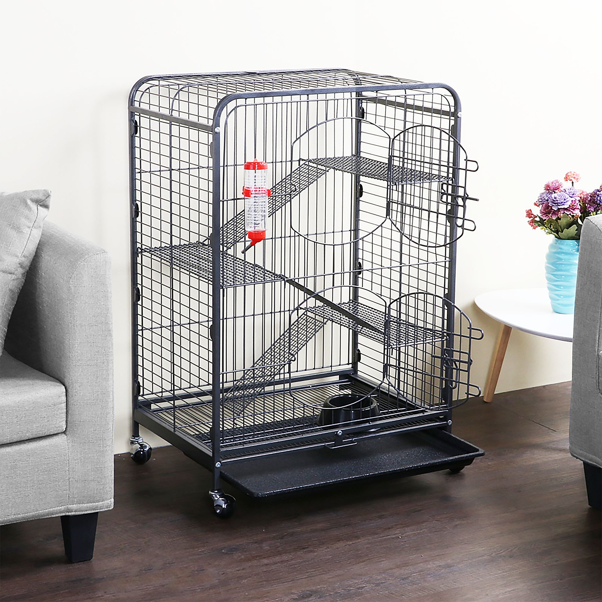 Yaheetech 37"H 4-Tier Rolling Large Ferret Cage with 2 Front Doors - thumbnail 2