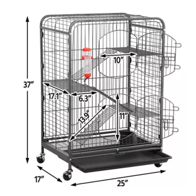 Yaheetech 37"H 4-Tier Rolling Large Ferret Cage with 2 Front Doors - Image 3