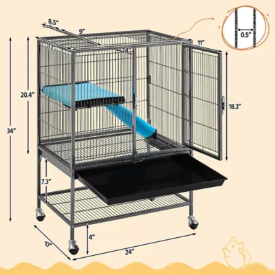 Yaheetech Rolling Metal Critter Cage with Removable Ramp & Platform - Image 3