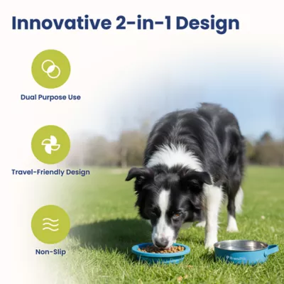 PawsPik Dog & Cat 2-in-1 Stainless Steel & Silicone Travel Bowl - Image 2