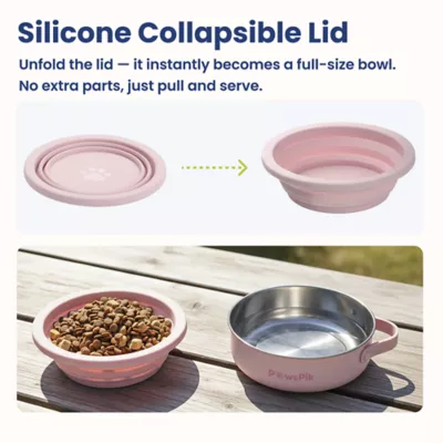 PawsPik Dog & Cat 2-in-1 Stainless Steel & Silicone Travel Bowl - Image 3