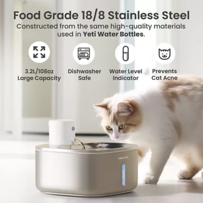 PawsPik Cat & Dog BOSS-01 Stainless Steel Battery Operated Water Fountain - Rechargable, 108.2 oz - Image 2